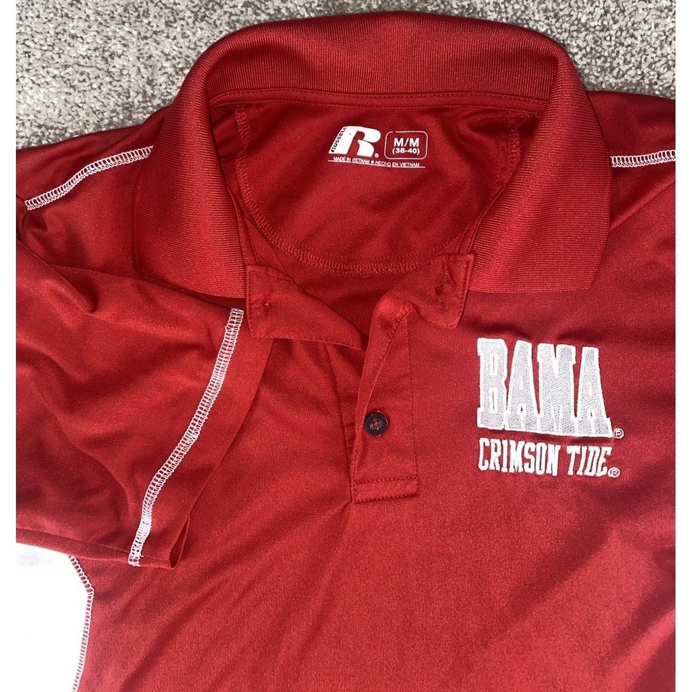 Russell Atlethic Alabama Crimson Tide Polo Shirt Men Medium Red Performance NCAA